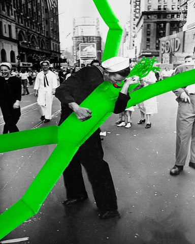 Inflatable Tube Man White Modern Wood Framed Art Print with Double Matting by Kite, Barry