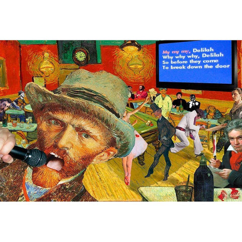 Karaoke Night in Arles Gold Ornate Wood Framed Art Print with Double Matting by Kite, Barry