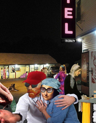 Postmodern Motel Black Ornate Wood Framed Art Print with Double Matting by Kite, Barry