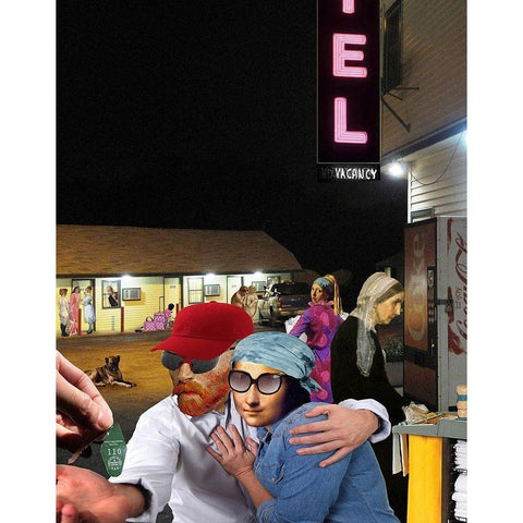 Postmodern Motel Gold Ornate Wood Framed Art Print with Double Matting by Kite, Barry