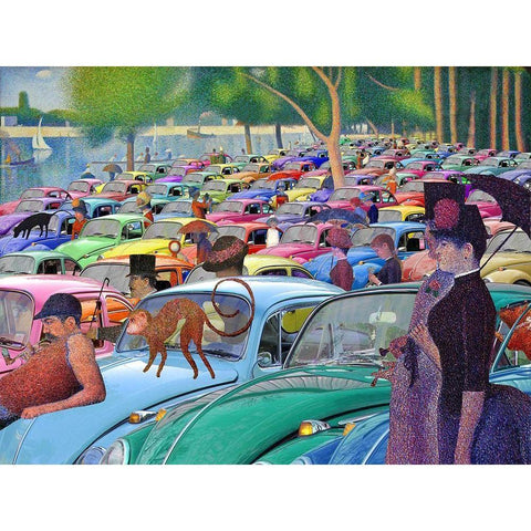 Sunday Afternoon, Looking for the Car Black Modern Wood Framed Art Print with Double Matting by Kite, Barry