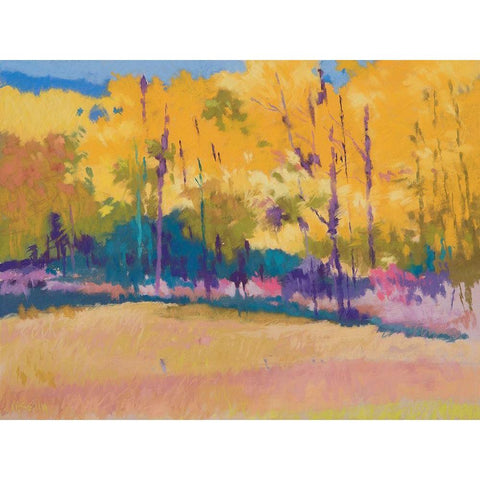 Yellow Trees Black Modern Wood Framed Art Print by Kelly, Mike