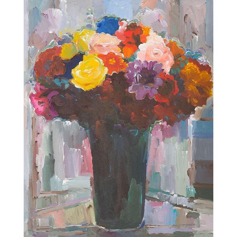 Abundant Bouquet Black Modern Wood Framed Art Print with Double Matting by Khorasani, Hooshang