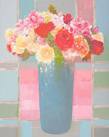 Blossoming Brilliance Black Ornate Wood Framed Art Print with Double Matting by Khorasani, Hooshang