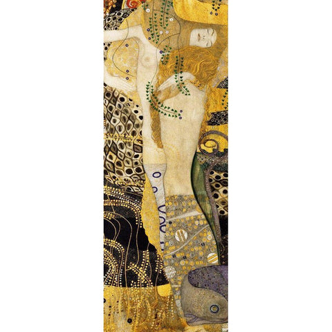 Water Serpents I White Modern Wood Framed Art Print by Klimt, Gustav