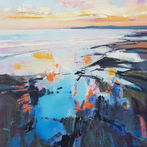 Rock Pool Sunrise Black Modern Wood Framed Art Print with Double Matting by Kinmont, Andrew