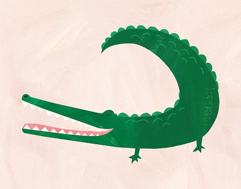 Crocodile White Modern Wood Framed Art Print with Double Matting by Kopcik, Emily