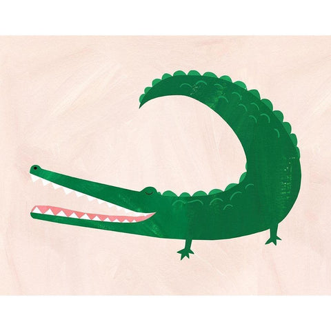Crocodile Black Modern Wood Framed Art Print with Double Matting by Kopcik, Emily