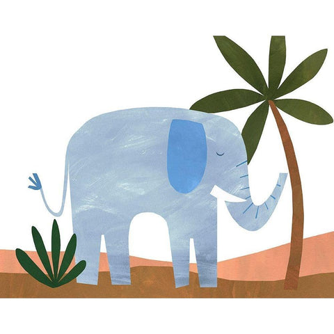 Ellie The Elephant White Modern Wood Framed Art Print by Kopcik, Emily