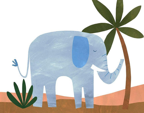 Ellie The Elephant Black Ornate Wood Framed Art Print with Double Matting by Kopcik, Emily