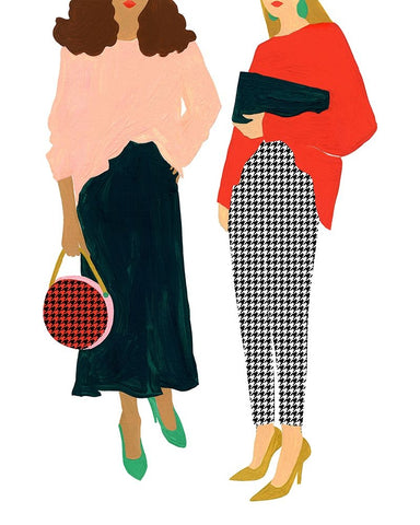 Fashion Friends White Modern Wood Framed Art Print with Double Matting by Kopcik, Emily