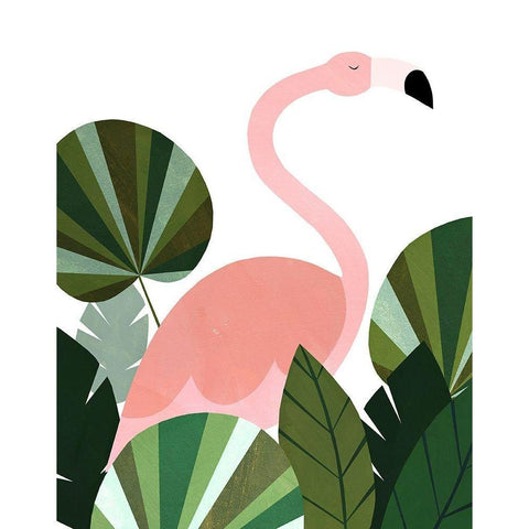 Florence The Flamingo Black Modern Wood Framed Art Print with Double Matting by Kopcik, Emily
