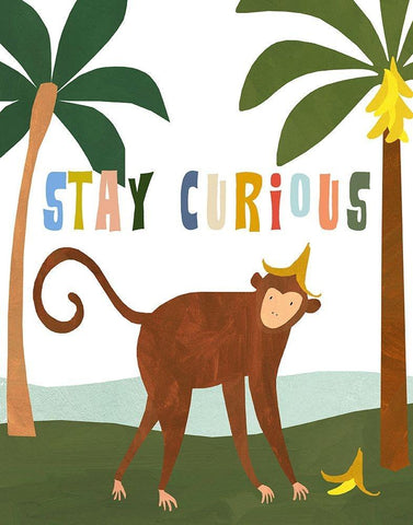 Stay Curious White Modern Wood Framed Art Print with Double Matting by Kopcik, Emily