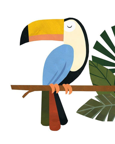 Tucker The Toucan White Modern Wood Framed Art Print with Double Matting by Kopcik, Emily