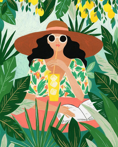 Under The Lemon Tree Black Ornate Wood Framed Art Print with Double Matting by Kopcik, Emily