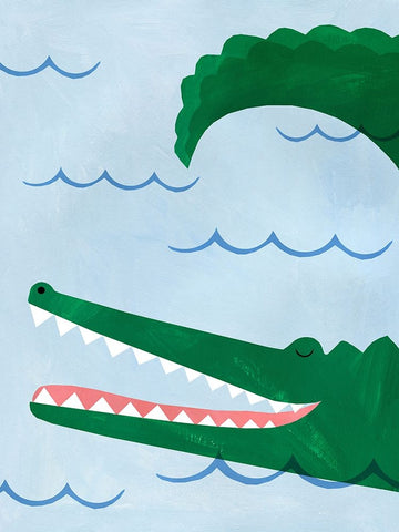 Alligator White Modern Wood Framed Art Print with Double Matting by Kopcik, Emily
