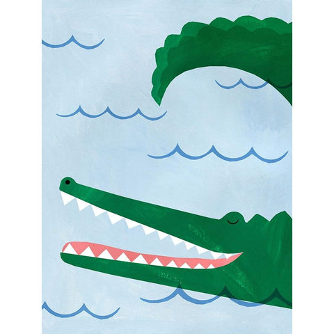 Alligator Black Modern Wood Framed Art Print with Double Matting by Kopcik, Emily