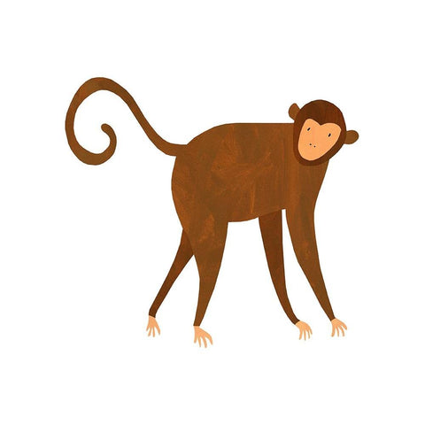Monkey White Modern Wood Framed Art Print by Kopcik, Emily