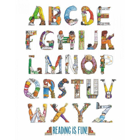 Reading Is Fun! Gold Ornate Wood Framed Art Print with Double Matting by Keith, Doug
