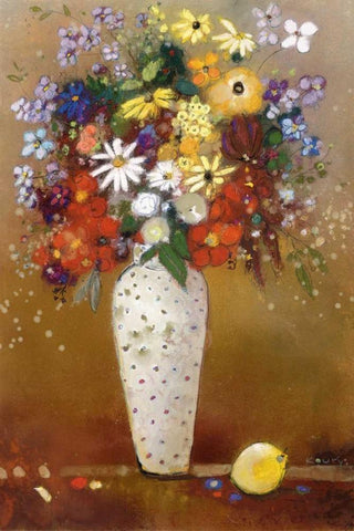 After Redon White Modern Wood Framed Art Print with Double Matting by Koury, Aleah