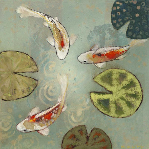 Floating Motion II White Modern Wood Framed Art Print with Double Matting by Koury, Aleah