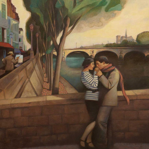 April in Paris White Modern Wood Framed Art Print by Kelley, Gary