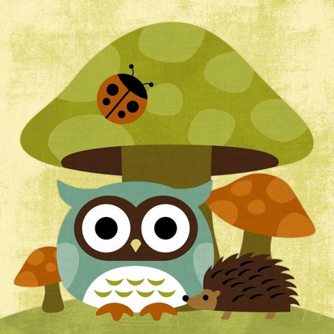 Owl and Hedgehog Black Modern Wood Framed Art Print by Lee, Nancy