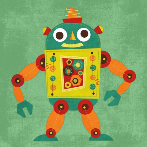 Robot 1 White Modern Wood Framed Art Print by Lee, Nancy