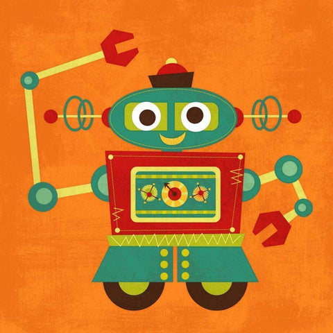 Robot 2 Black Modern Wood Framed Art Print by Lee, Nancy