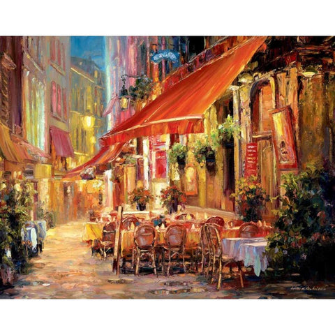 Cafe in Light Gold Ornate Wood Framed Art Print with Double Matting by Liu, Haixia