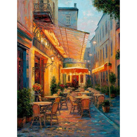 Cafe Van Gogh 2008 Arles France Black Modern Wood Framed Art Print with Double Matting by Liu, Haixia