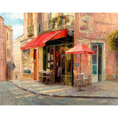 Hillside Cafe Black Modern Wood Framed Art Print with Double Matting by Liu, Haixia