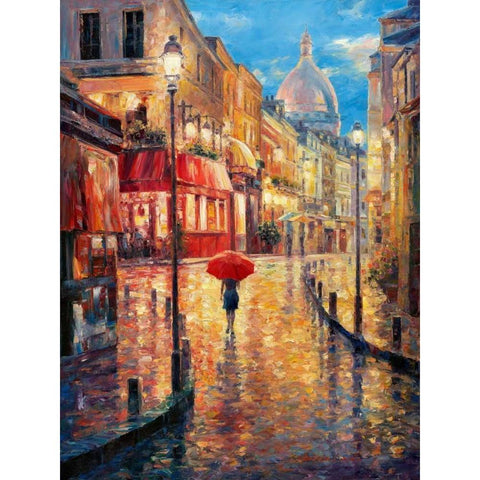 Montmartre Evening White Modern Wood Framed Art Print by Liu, Haixia