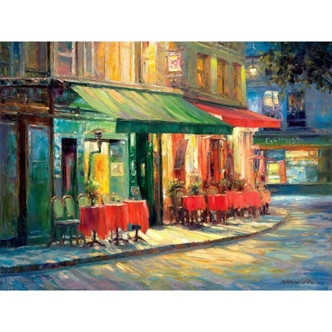 Red and Green Cafe White Modern Wood Framed Art Print by Liu, Haixia