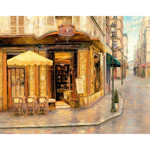 Red House Cafe Gold Ornate Wood Framed Art Print with Double Matting by Liu, Haixia