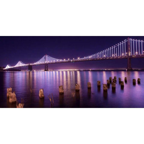 The Bay Lights Gold Ornate Wood Framed Art Print with Double Matting by Linhares, Greg