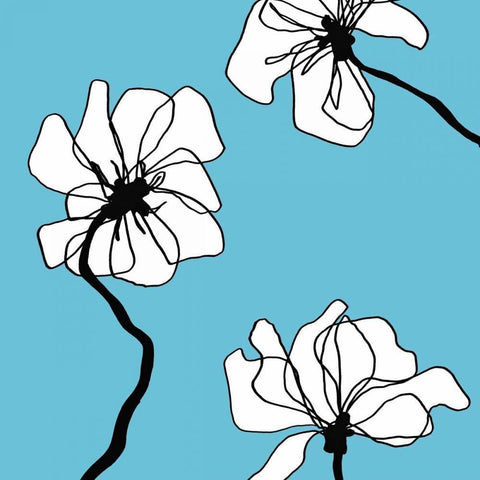 Flowers in Blue 2 Gold Ornate Wood Framed Art Print with Double Matting by Loeber, Mette