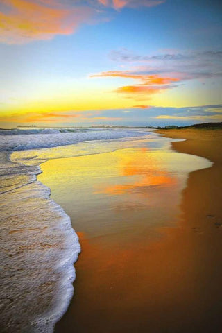 Beach Sunrise Black Ornate Wood Framed Art Print with Double Matting by Louise, Tracie