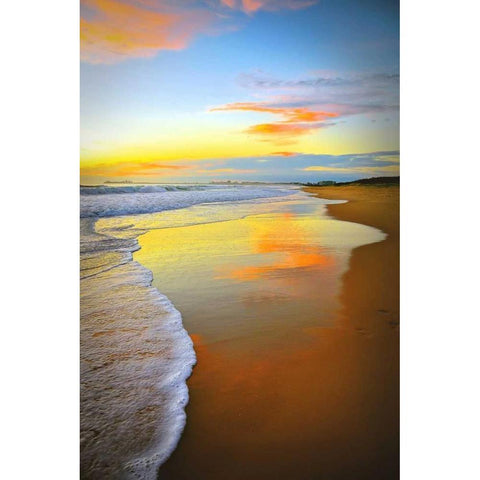 Beach Sunrise White Modern Wood Framed Art Print by Louise, Tracie