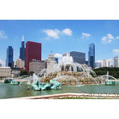 Buckingham Fountain White Modern Wood Framed Art Print by Levant, Jessica
