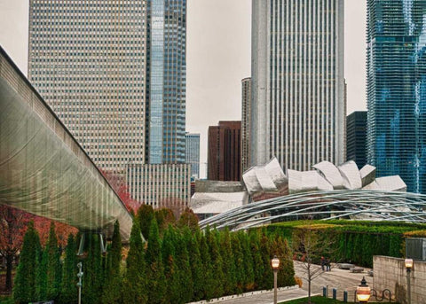 Chicago 350 Black Ornate Wood Framed Art Print with Double Matting by Levant, Jessica