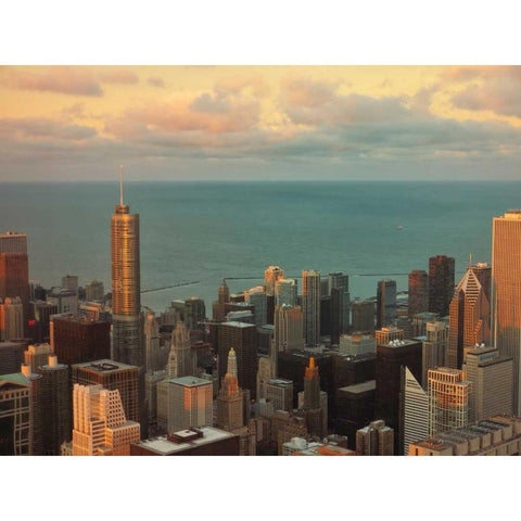 Sunset in Chicago White Modern Wood Framed Art Print by Levant, Jessica