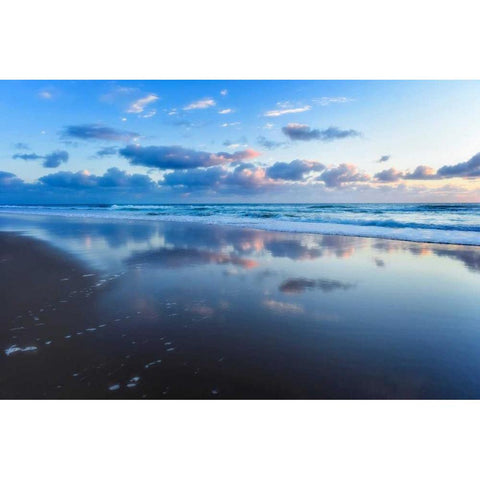 Blue Shores Black Modern Wood Framed Art Print with Double Matting by Louise, Tracie