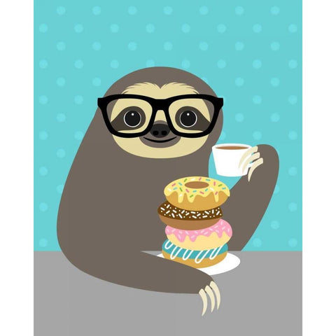 Snacking Sloth Black Modern Wood Framed Art Print by Lee, Nancy