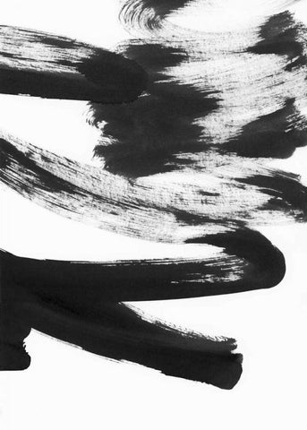 Black and White Strokes 5 White Modern Wood Framed Art Print with Double Matting by Lehnhardt, Iris