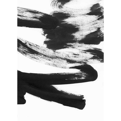 Black and White Strokes 5 Black Modern Wood Framed Art Print with Double Matting by Lehnhardt, Iris