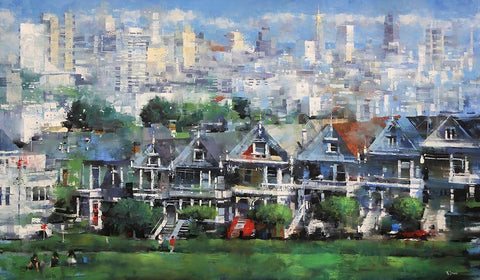 Painted Ladies White Modern Wood Framed Art Print with Double Matting by Lague, Mark