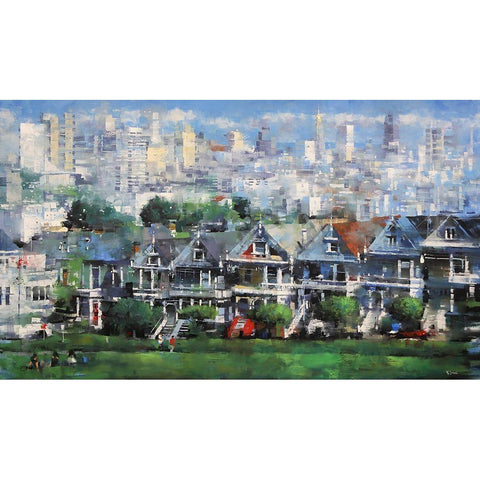 Painted Ladies Black Modern Wood Framed Art Print by Lague, Mark