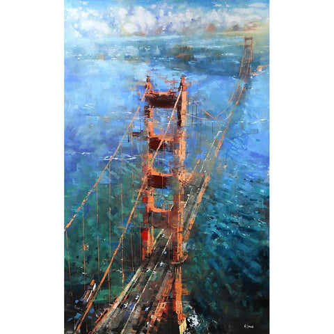 Golden Gate Sun White Modern Wood Framed Art Print by Lague, Mark