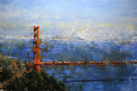 Golden Gate Afternoon White Modern Wood Framed Art Print with Double Matting by Lague, Mark